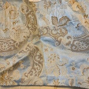 1- Croscill Napoleon Nicolette Blue/Gold & Tan Damask Valance-  91" x 15 1/2"